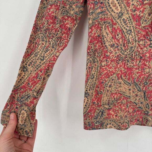 Lauren Ralph Lauren Women's Paisley Top Pink Ruffle Neck Medium Feminine - Picture 8 of 9